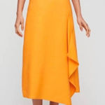 Aritzia Wilfred Autier Tuscan Sun Linen Blend Midi Skirt in Orange Ruffle Photo 0