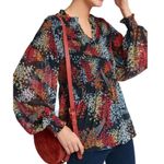 Anthropologie Akemi + Kin Balloon Sleeve Floral Chiffon Smocked Top Size S Photo 11