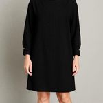ZARA  Basic Black Jacquard Dot Shift Dress with Gold Button Cuffs Size M Photo 0