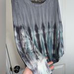 Green Tea GreyBlue Vertical Shibori Accordion TieDye Pullover Lined Sweatshirt Blue Size 2X Photo 7