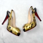 Christian Louboutin No Prive Patent Leather Slingback Pumps Heels Leopard Animal Photo 1