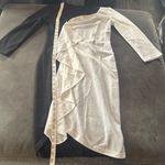 Womens Black & White Asymmetrical Ruffled Front Midi Dress 3/4 Sleeve Size S NEW Photo 5