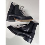 Charles David Black Combat Boots Women 10 Leather Stretch Lace Up Goth Emo $250 Photo 4