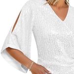 Grace Karin NWOT
Womens Sequn Tops 3/4 Sleeve White and Silver Sequins size M Photo 3
