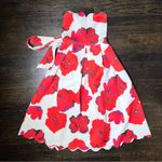 ASOS Design Scallop White and Red Poppy Floral Print Midi Skater Dress Photo 1