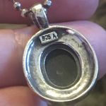 Vintage 80s black onyx marcasite pendant on chain Photo 7