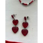 Red Jewelry lot Earrings Choker Bracelet Star Heart Hoop Valentine's Day Photo 2