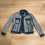 7 For All Mankind  Inside Out Classic Jacket Blue Denim Jean Frayed Size S Photo 1