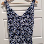 Boden Blue Floral Sleeveless Belted Wide Leg V Photo 4