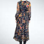 Current Air  Boho Floral Maxi Dress Navy Size S Photo 1