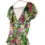 Badgley Mischka Palm Print Ruffle Pink Green Maxi Dress Size 4 Photo 8