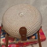 Round Woven Straw Crossbody Bag White Photo 0