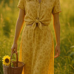 Karen Scott Vintage Sunflower Floral Prairie Skirt Set Cottagecore Yellow L Photo 0