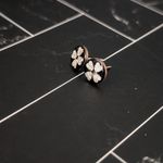 Vintage Stud Earrings Dainty Small Four Leaf Clover Photo 1