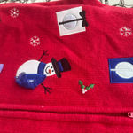 Vintage 90s Bechamel Ugly Christmas Sweater Vest Snowmen Presents Zip Up LARGE Red Photo 3