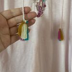 Chico's Chico’s Size 1 Embroidered Tassel Top in Pink Embroidery Tassels Medium Photo 3