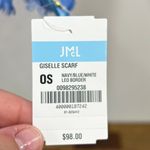 J. McLaughlin  Giselle Scarf NWT $98 Silk Blend Shaw Blue White‎ Leo Border Polka Photo 3