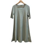 Cut Loose Sage Cotton Linen Short Sleeve A Line Dress Size Medium Lagenlook Green Photo 2