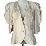 Vintage Cachet by Bari Protas Embellished Puff‎ Sleeve Blazer Women 15/16 Beige Tan Size undefined Photo 0