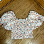 Anthropologie DOLAN Off-The-Shoulder Orange Motif Textured Top Size M Photo 7