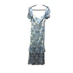 Regina Salomao Floral Print Maxi Dress Puff Sleeves Ruffle Hem Size 40 Blue Photo 1