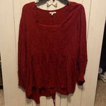 Maurice's Long Sleeve Blouse Deep Red 1X Photo 0