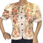 Talbots Petites Vintage 100% Silk Cropped Floral Jacket Size 6 Photo 0