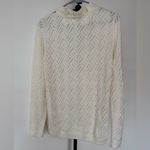 Talbots Cream Textured Wool Cowl Neck Sweater with Ruffles Long-sleeve Size L Photo 2