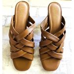 Joie  Luz Crisscross Cognac Heels Sandals Block Heel Open Toe Slide Leather 8.5 Photo 2