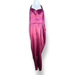Unique Vintage Burgundy Satin Halter Jumpsuit Evening Glam Party 6 8 Open Back Photo 5
