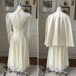 Vintage 80s Elaine’s Victorian Bridal Tea Midi Length Ivory Dress and Cape S White Photo 3