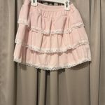 Pink Tiered Lace Mini Skirt Size XS Photo 1