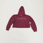 Hollister  Burgundy Waffle Oversized Cropped Hoodie Sweater Medium Photo 7