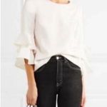 J.Crew Lana Cream Ivory Tiered Bell Ruffle Sleeve Round Neck Crepe Blouse 4 Photo 2