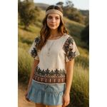 Romeo + Juliet Couture Short Sleeve Embroidered Boho Chic Blouse Top Size Small Photo 10