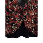 BCX  Women's Blouse Size 1X Red Black Gold Mock Tank Polyester Spandex Metallic Photo 5