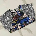 Love Culture  Cathedral Stained Glass Short Sleeve Crop Top Shirt Women’s Large Photo 0