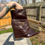 Schutz NWOB Jorian Womens Brown Crocodile Embossed Leather Wedge Bootie Size 10 Photo 9