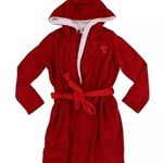 Victoria's Secret  Red Embroidered VS 100% Polyester short Robe hood sz XS / S Photo 0