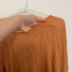 LC Lauren Conrad  Plus Size Slit Back Mini Heart Blouse Orange Bell Sleeve Boho Photo 5