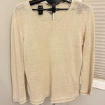 Chico's 100% Linen Long Sleeve Crewneck Pullover Sweater Coverup Beachy Size L Photo 0
