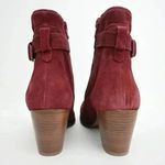 Diba Leather Sleek Ankle Bootie Low Boots Side Zip/Buckle Burgundy 8.5 M Red Photo 3