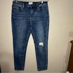 Driftwood Jackie High Rise Distressed Knee Skinny Denim Jeans Photo 1