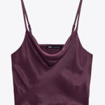 ZARA  Eggplant Satin Cowl Neck Camisole – Small Photo 0