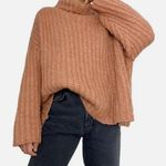 Free People  Size XS Papaya Orange Fluffy Cowl Neck Sweater Wool Blend Photo 0