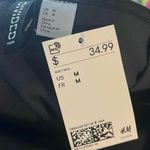 Divided H&M Faux Leather Black Puff Sleeve Dress Medium Open Back Ladder Tie Gothic Moto Photo 3