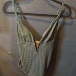 Shade & Shore Women’s  Green V-Neck Ribbed Swimsuit Photo 0