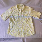 L.L.Bean Women's White & Yellow Butterfly Short Sleeve Button Down Shirt Photo 3