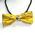 “Dainty Dapper”Yellow BowTie necklace with Black Beaded embellishment Yellow Photo 1