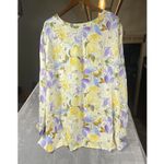 Denim & Co Top 5X Plus Yellow Floral Popover V Photo 4